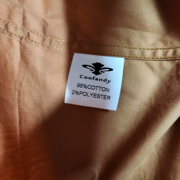 NWT Coofandy Button Up Shirt Men's Medium Brown Flip Cuff Long Sleeve Western - Picture 9 of 15